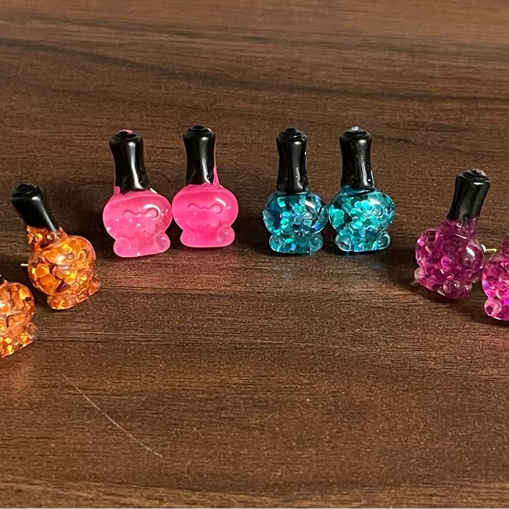 Colorful Set of 4 polish earrings